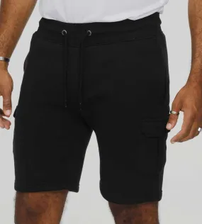 Mens Black Fleece Cargo Shorts With Elasticated Waist (CYRUS 2)